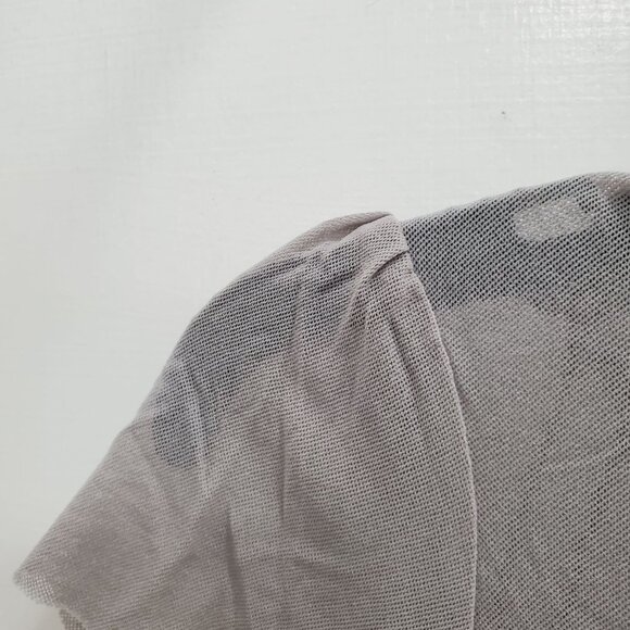The Limited Women's Gray Silver Sequined Front Semi Sheer Mesh Peplum Top S - Picture 3 of 6